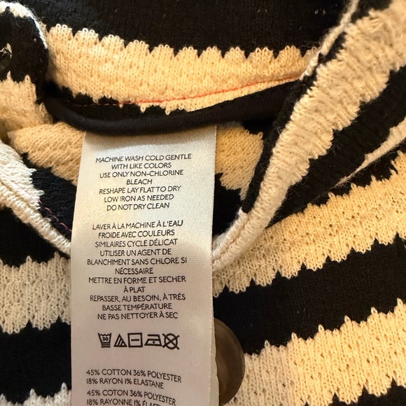 The Colette Striped Knit Crop Wide-Leg Pants by Maeve - ivory and black stripe - Picture 8 of 8